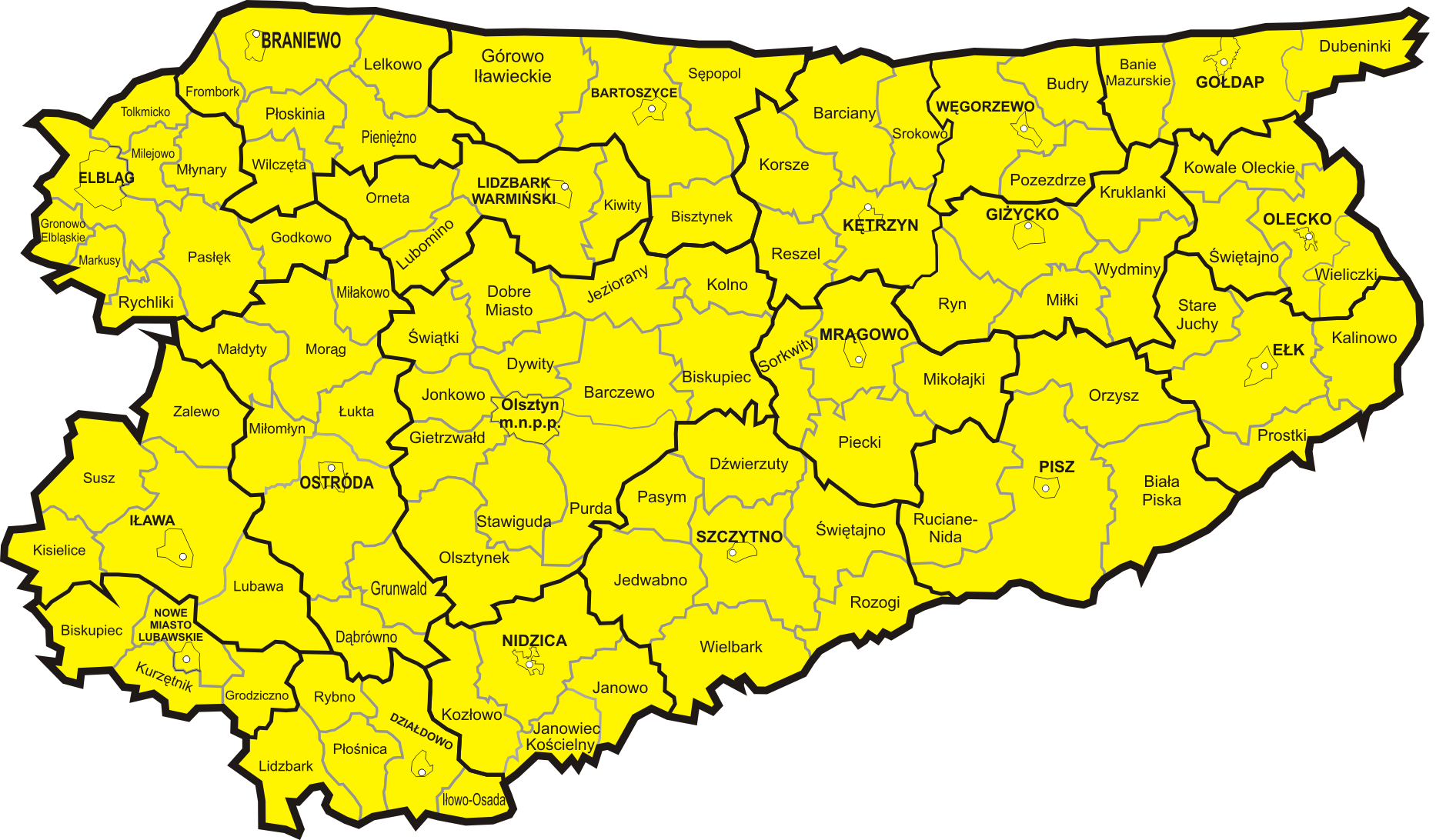 Mapa Sejmiku Województwa Warmińsko-Mazurskiego